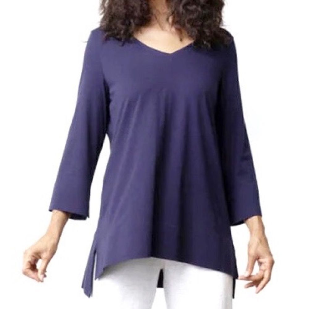NWT Habitat 74016 Deep Hem V Neck Cotton Tunic Wine Sz XS/S